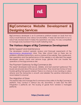 BigCommerce Website Development & Designing Services