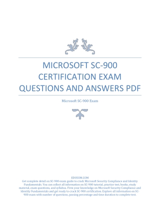 Microsoft SC-900 Certification Exam Questions and Answers PDF