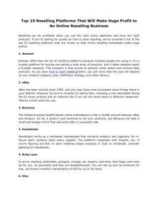 Top 10 Reselling Platforms That Will Make Huge Profit to An Online Reselling Business