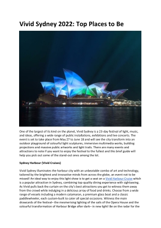 Vivid Sydney 2022- Top Places to Be