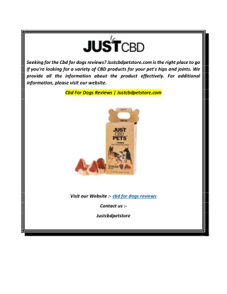 Cbd For Dogs Reviews  Justcbdpetstore.com