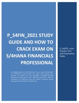 P_S4FIN_2021 Study Guide and How to Crack Exam on S4HANA Financials Professional