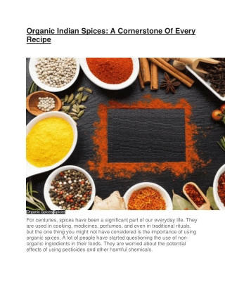 Organic Indian Spices A Cornerstone Of Every Recipe