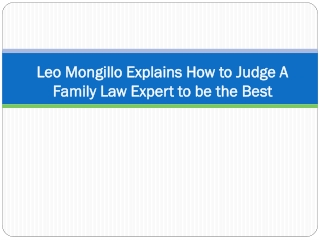 Leo Mongillo Explains How to Judge A Family Law Expert to be the Best