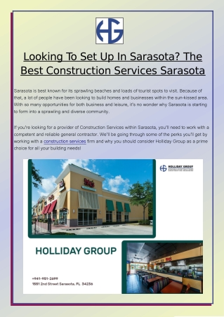 Looking To Set Up In Sarasota? The Best Construction Services Sarasota