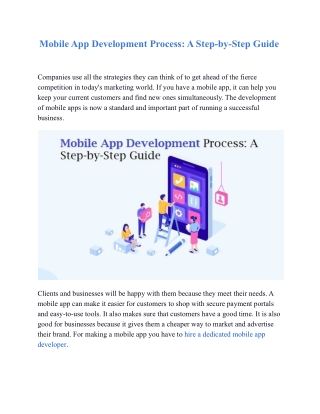 Mobile App Development Process: A Step-by-Step Guide