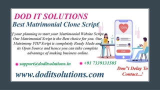 Best Online Matrimony Clone Script - DOD IT SOLUTIONS