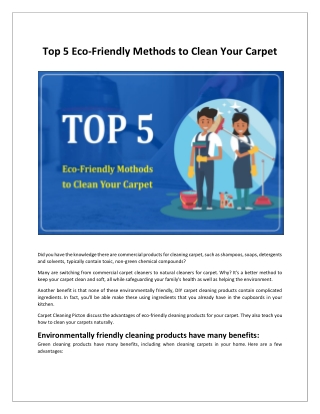 Top 5 Eco-Friendly Methods to Clean Your Carpet