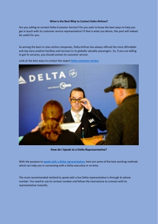 What is the Best Way to Contact Delta Airlines