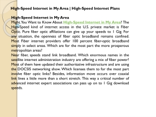 High Speed Internet in my Area