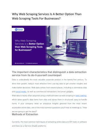 Why Web Scraping Services Is A Better Option Than Web Scraping Tools For Busines