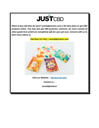 Cbd Dose For Pets  Justcbdpetstore.com
