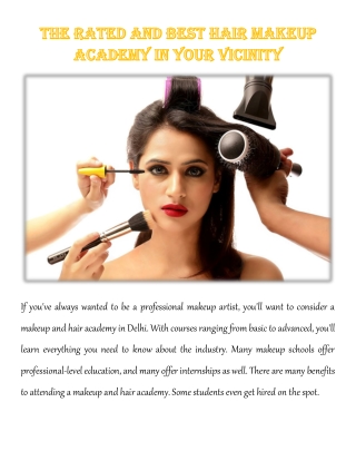 The Rated and Best Hair Makeup Academy in your Vicinity