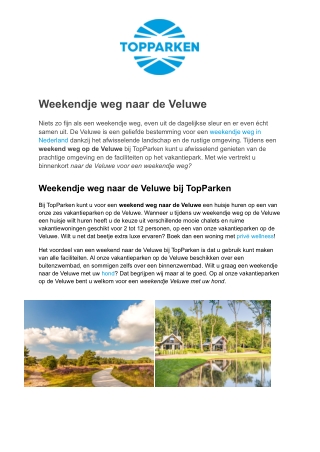 TopParken - Weekendje weg Veluwe