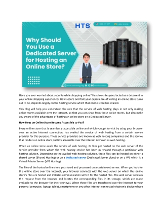 Why Should You Use a Dedicated Server for Hosting an Online Store