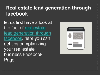 real estate lead through facebook