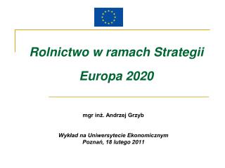 Rolnictwo w ramach Strategii Europa 2020