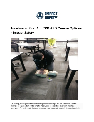 Heartsaver First Aid CPR AED Course Options - Impact Safety