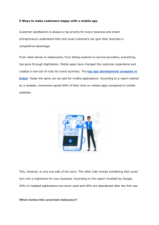 5 Ways to make customers happy with a mobile app