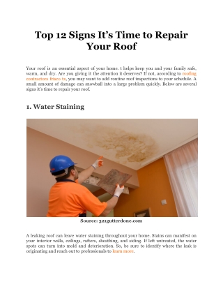 Top 12 Signs It’s Time to Repair Your Roof