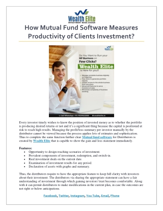 How Mutual Fund Software Measures Productivity of Clients Investment