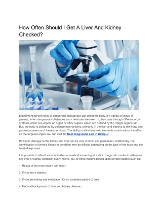 How Often Should I Get A Liver And Kidney Checked