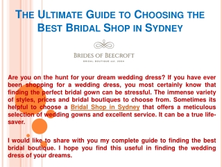 The Ultimate Guide to Choosing the Best Bridal Shop in Sydney