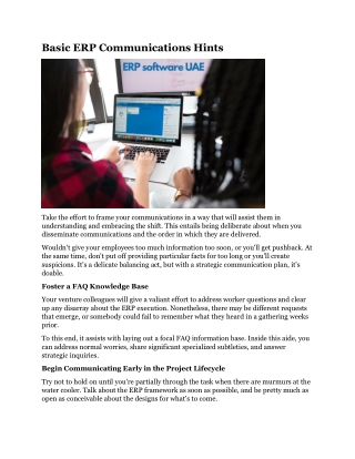 Basic ERP Communications Hints
