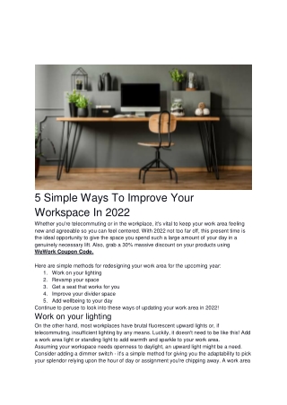 5 Simple Ways To Improve Your Workspace In 2022
