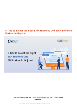 5 tips to select the best SAP Business One ERP Software Partner in Gujarat