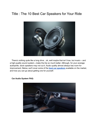 The 10 Best Car Speakers for Your Ride