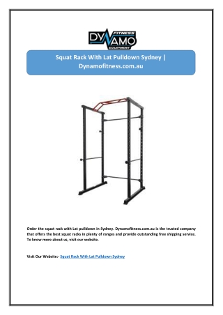 Squat Rack With Lat Pulldown Sydney | Dynamofitness.com.au