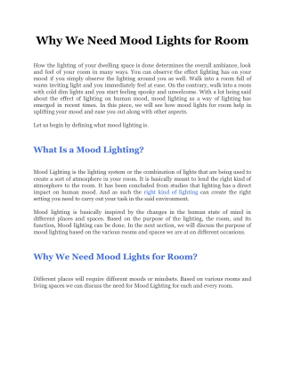 Why We Need Mood Lights for Room