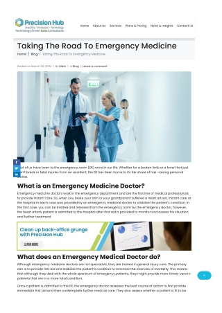 Taking The Road To Emergency Medicine - Precision Hub