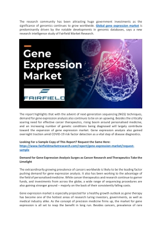 Gene Expression Market Forecast Specifies Prime Growth by 2026