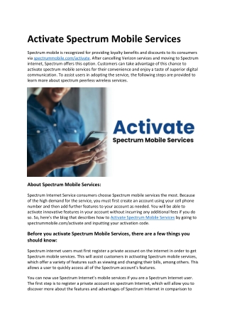 Activate Spectrum Mobile Services