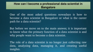 How can I become a professional data scientist in Bangalore