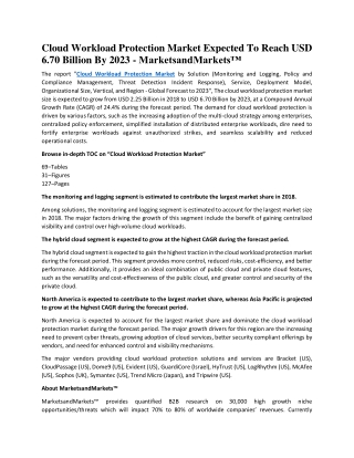 Cloud Workload Protection Market Expected To Reach USD 6.70 Billion By 2023