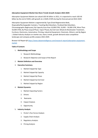 Adsorption Equipment Market Share Value and Trends 2022