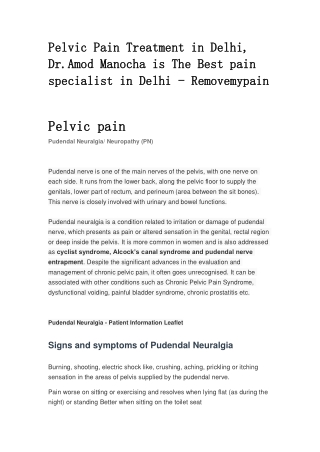 Pelvic Pain Treatment in Delhi - Removemypain