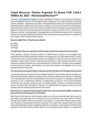 Cloud Discovery Market Expected To Reach USD 1,564.1 Million By 2023