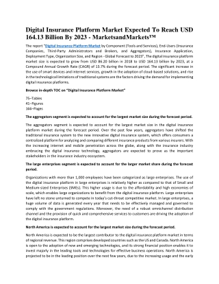 Digital Insurance Platform Market Expected To Reach USD 164.13 Billion By 2023