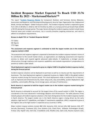 Incident Response Market Expected To Reach USD 33.76 Billion By 2023 - Marketsan