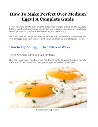 How To Make Perfect Over Medium Eggs _ A Complete Guide