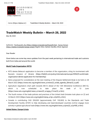 TradeWatch Weekly Bulletin – March 28, 2022