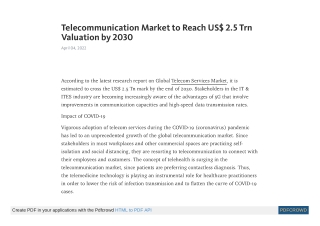 Telecommunication Market to Reach US$ 2.5 Trn Valuation by 2030