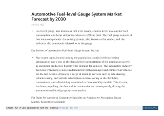 Automotive Fuel-level Gauge System Market Forecast by 2030