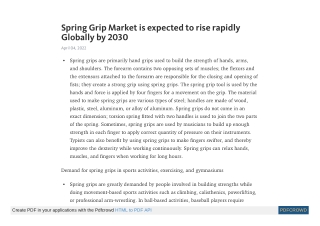 Spring Grip Market Share, Trends by 2030