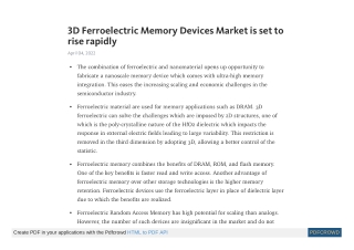 3D Ferroelectric Memory Devices Market Trends & Share by 2030