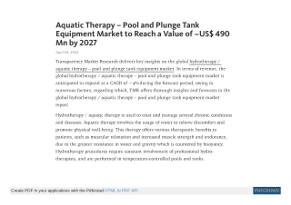 Hydrotherapy / Aquatic Therapy - Pool and Plunge Tank Equipment Market Insight 2